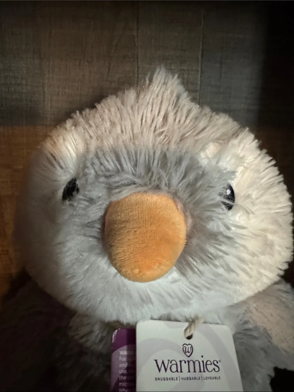 Warmies Grey Plush Penguin Toy with Orange Beak & Feet